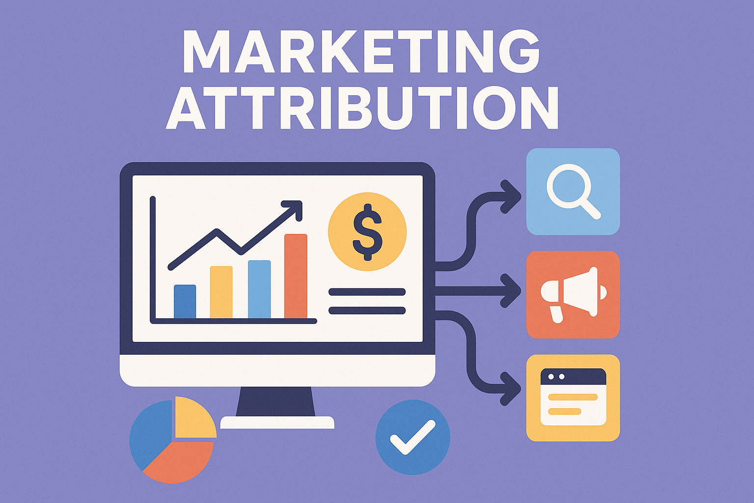 Marketing attribution flow diagram showing UTM tracking through to ROI reporting